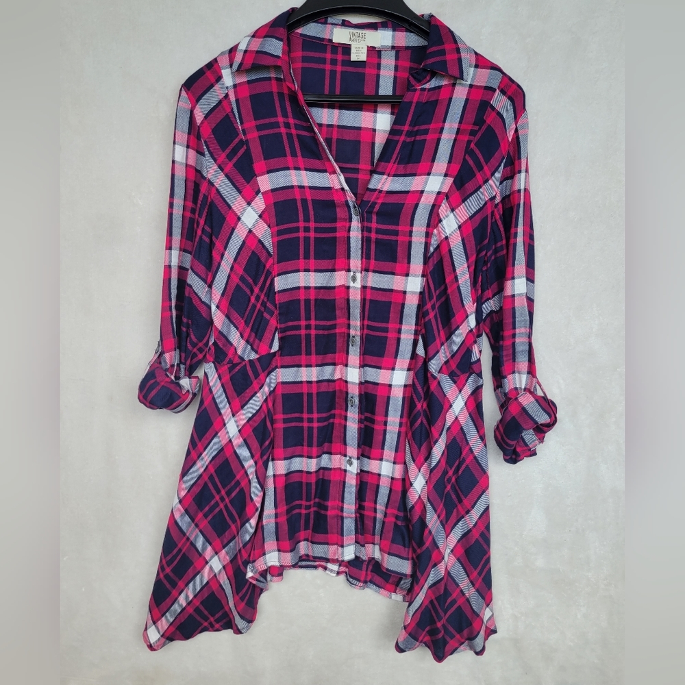 Vintage America Flannel Button Down Top